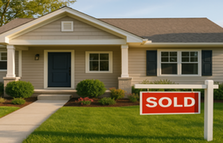 A well-maintained suburban home with a red SOLD sign in the front yard, representing maximizing home resale value